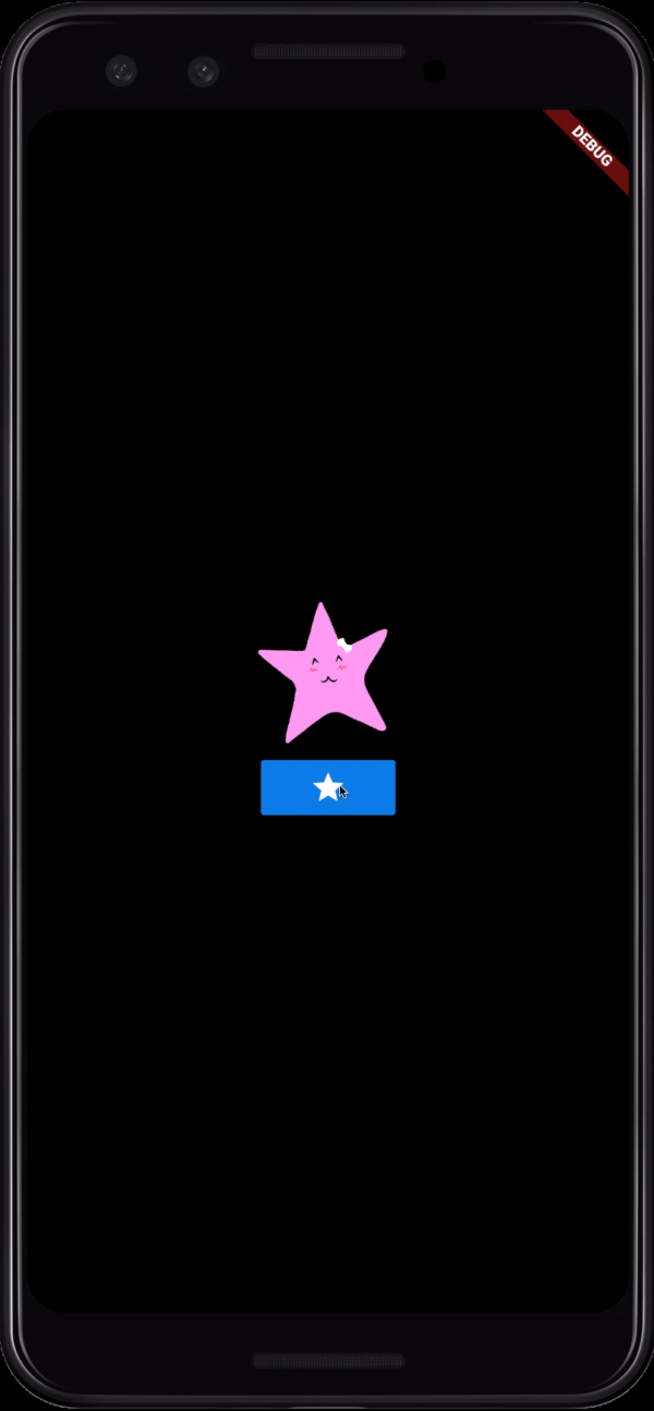 The star gets bigger instantly, with no animation between its states.